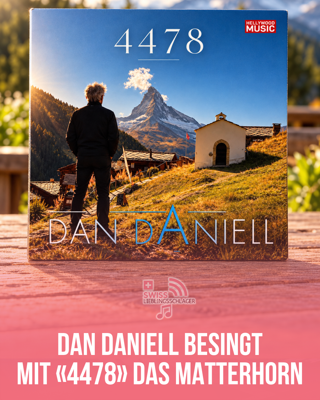 Cover der Single «4478» von Dan Daniell als Mockup in der Swiss-Lieblingsschlager-Gestaltung.