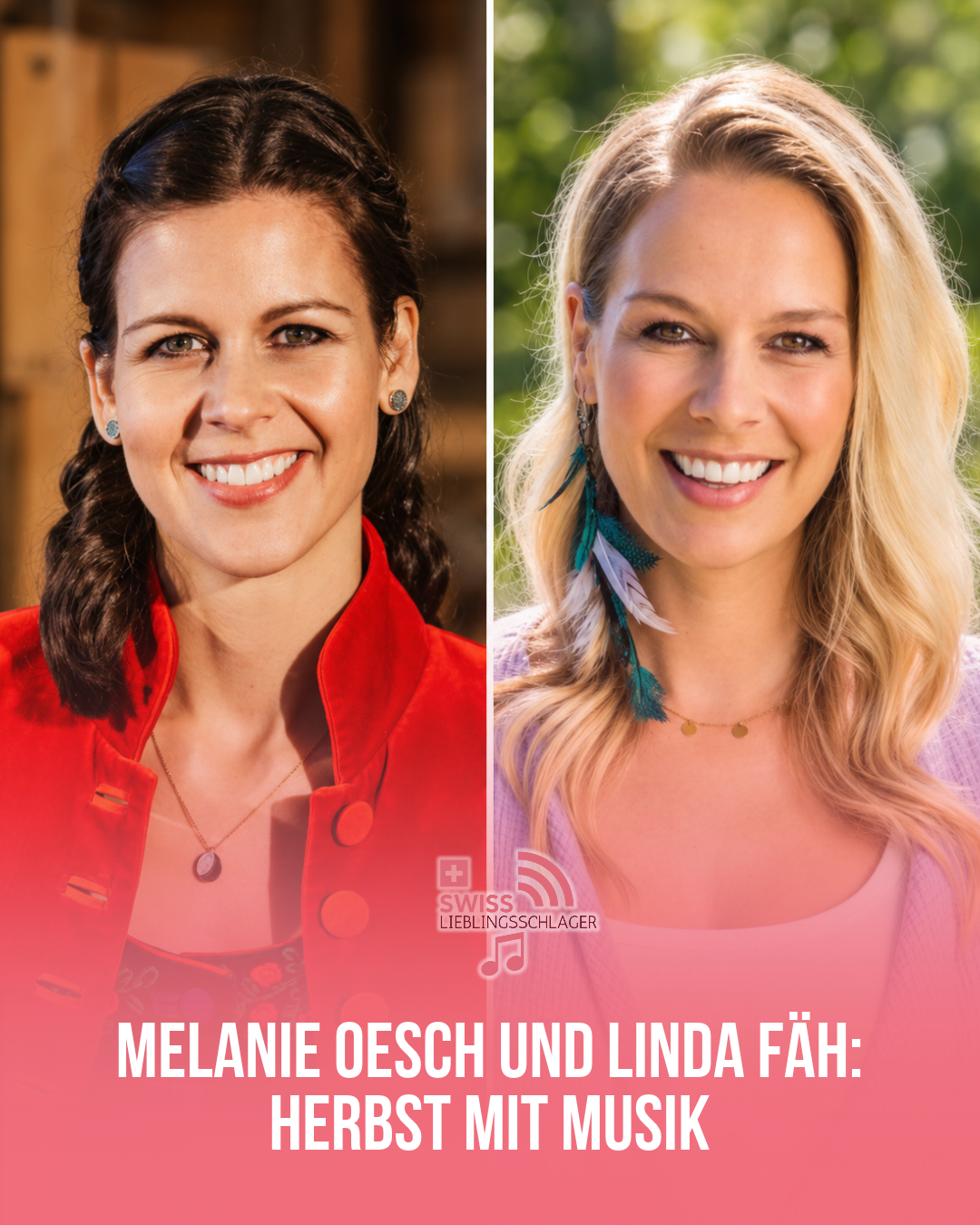 Melanie Oesch und Linda Fäh in zwei getrennten Porträtfeldern zur Meldung über ihre Herbstmomente.