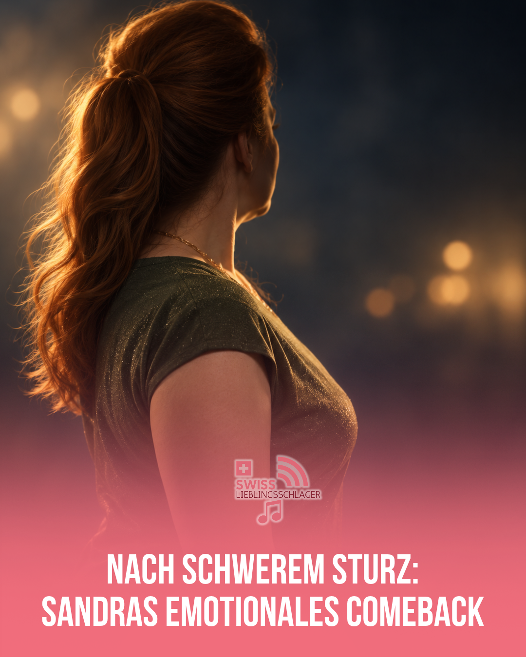 Sandra von AmadinoS von hinten im Gegenlicht; ihr Gesicht bleibt verborgen.